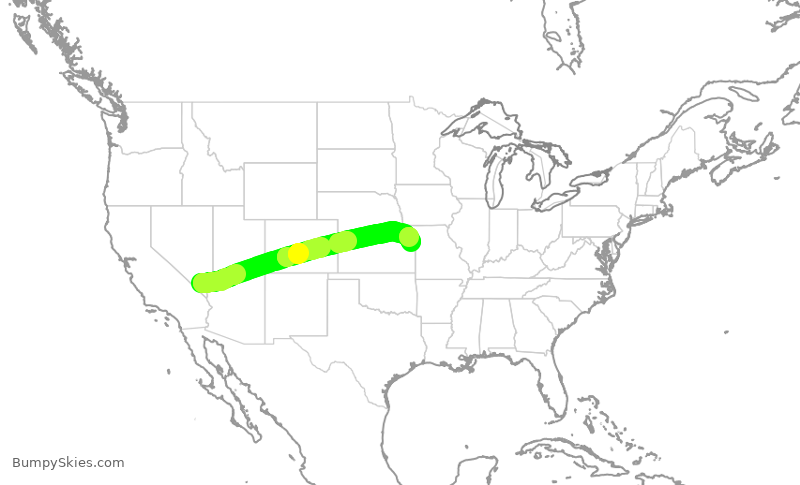 Turbulence forecast map for SWA237, LAS to MCI