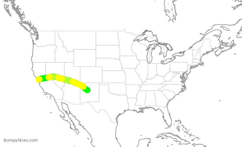 Turbulence forecast map for SWA237, OAK to ABQ
