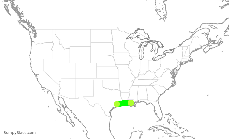 Turbulence forecast map for SWA2383, HOU to MSY
