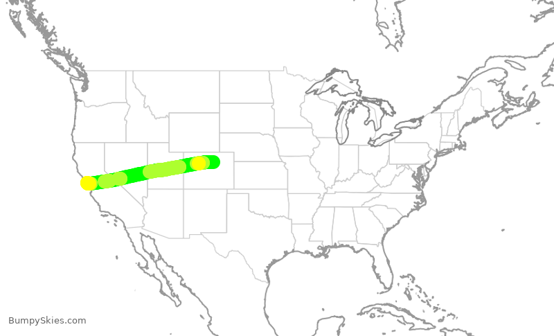 Turbulence forecast map for SWA2386, DEN to SFO