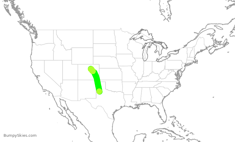Turbulence forecast map for SWA2392, LBB to DEN