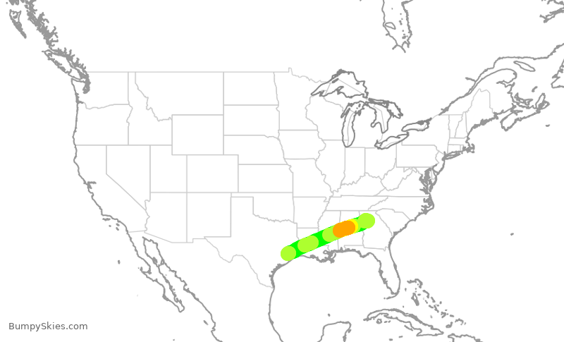 Turbulence forecast map for SWA239, ATL to HOU