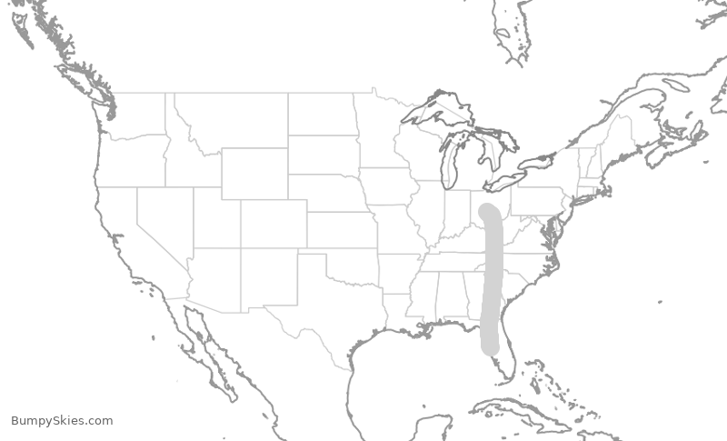Turbulence forecast map for SWA239, TPA to CMH