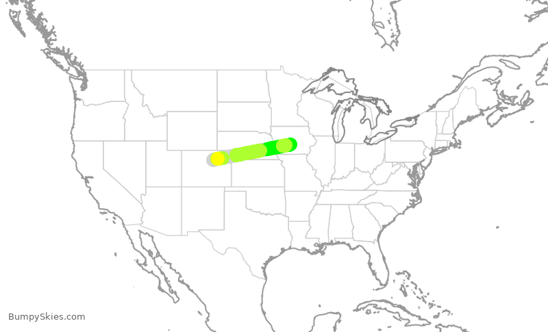 Turbulence forecast map for SWA2404, DEN to DSM