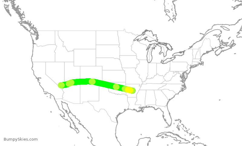 Turbulence forecast map for SWA2404, LAS to LIT