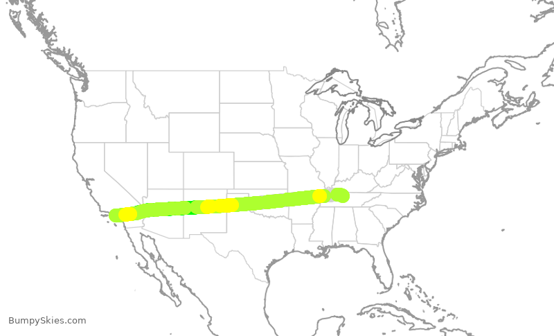 Turbulence forecast map for SWA2405, BNA to LAX