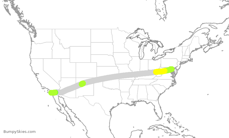 Turbulence forecast map for SWA2407, BWI to SAN