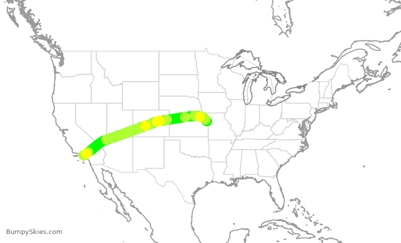 Turbulence forecast map for SWA2408, LAX to MCI