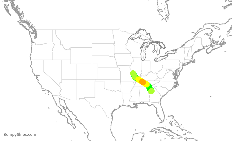 Turbulence forecast map for SWA240, ATL to STL