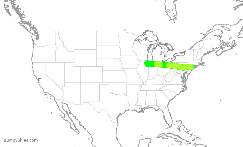 Turbulence forecast map for SWA2411, LGA to MDW