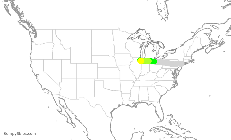Turbulence forecast map for SWA2412, LGA to MDW