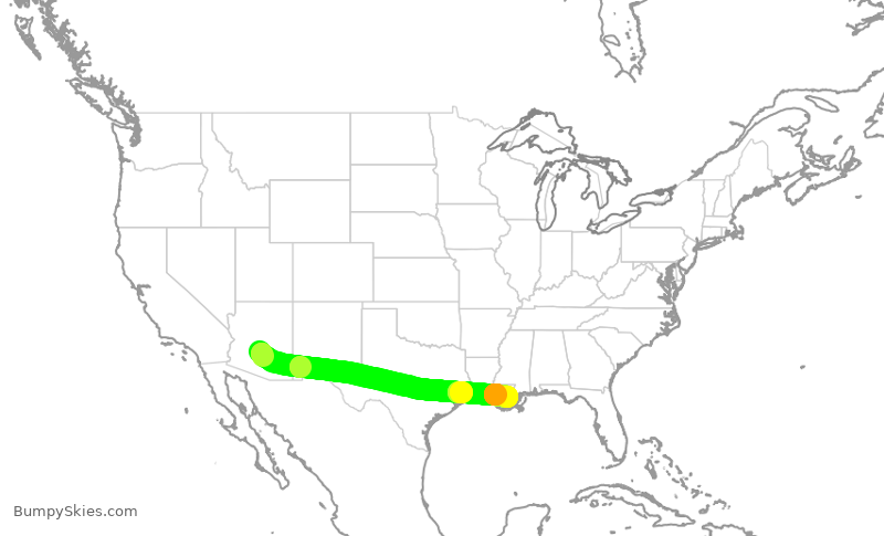 Turbulence forecast map for SWA2421, PHX to MSY