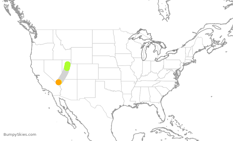 Turbulence forecast map for SWA2422, LAS to SLC