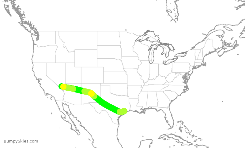 Turbulence forecast map for SWA2423, LAS to HOU