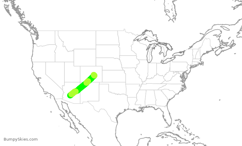 Turbulence forecast map for SWA2426, COS to PHX