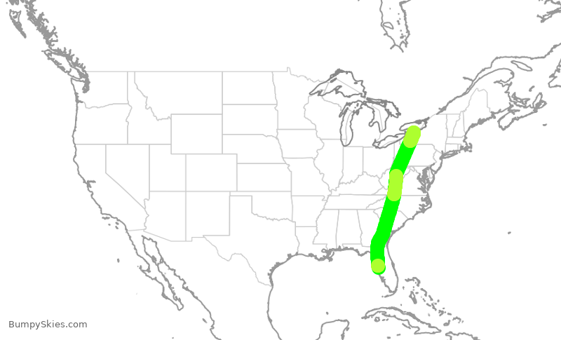 Turbulence forecast map for SWA2437, TPA to ROC
