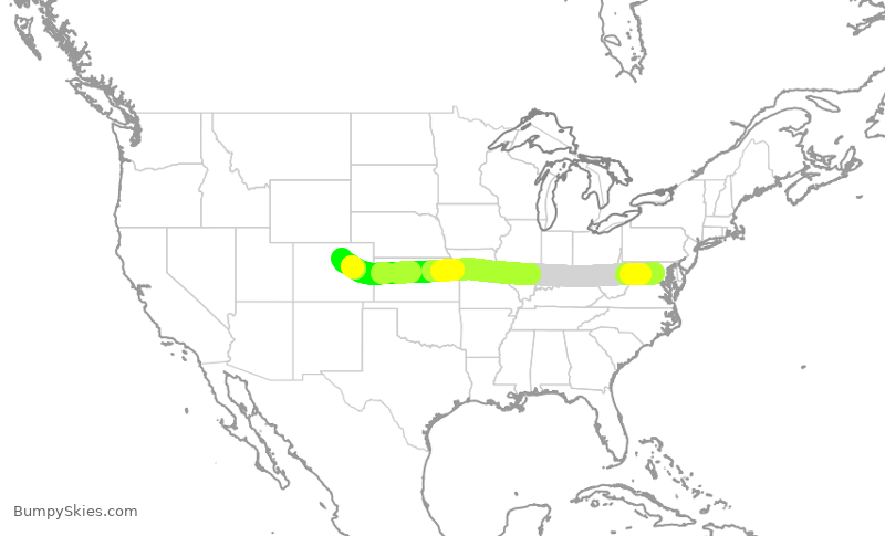 Turbulence forecast map for SWA2439, IAD to DEN