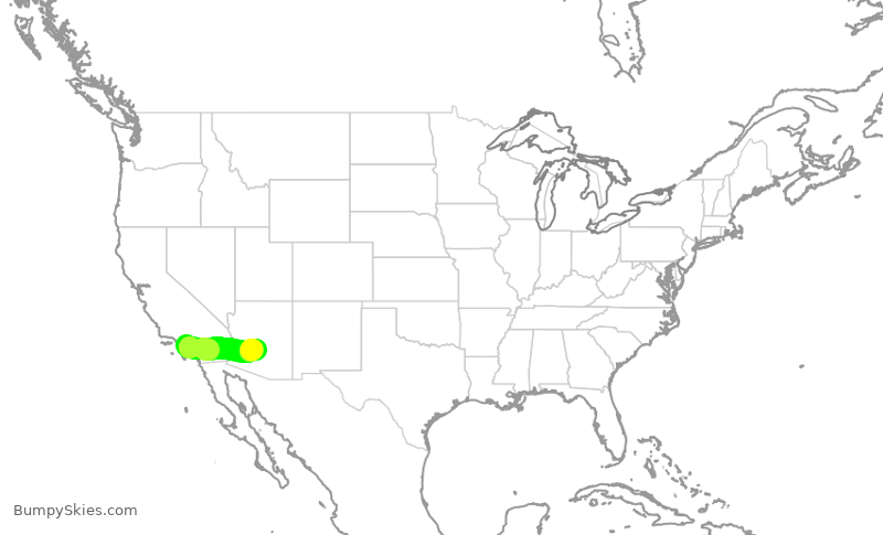 Turbulence forecast map for SWA2440, LGB to PHX