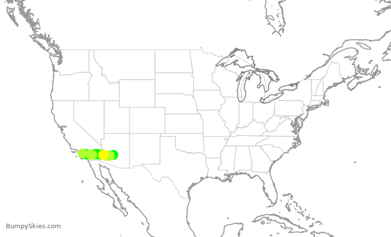 Turbulence forecast map for SWA2442, LGB to PHX
