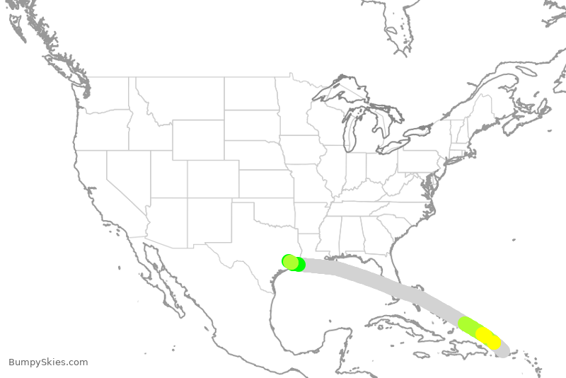 Turbulence forecast map for SWA2442, SJU to HOU