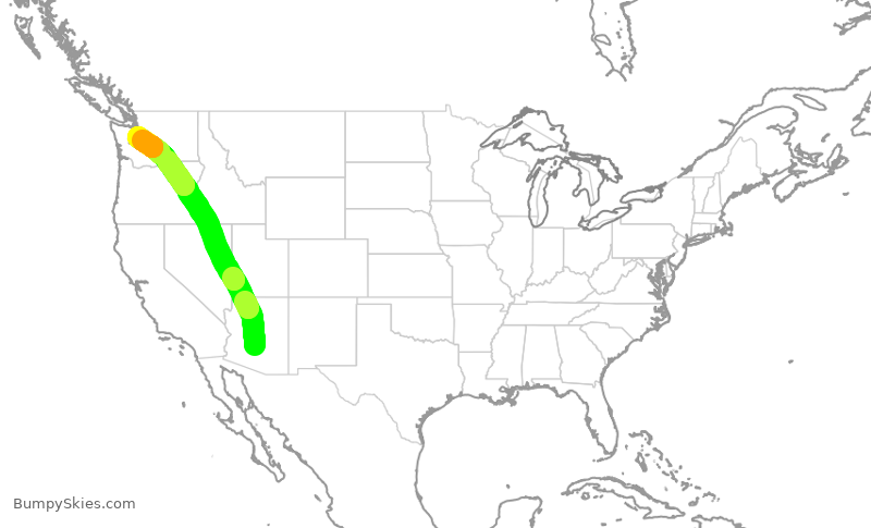 Turbulence forecast map for SWA2444, PHX to SEA