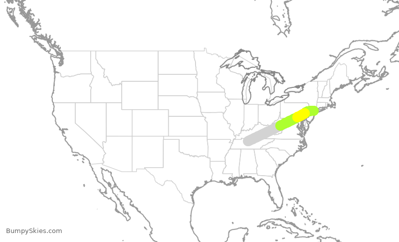 Turbulence forecast map for SWA2448, LGA to BNA