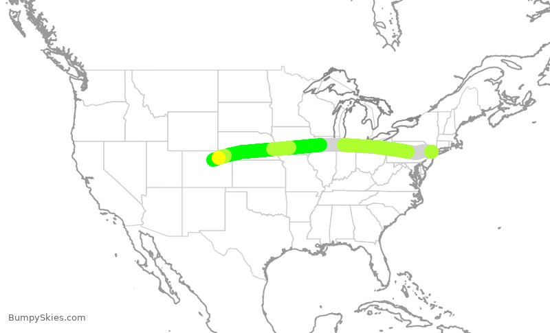 Turbulence forecast map for SWA2454, LGA to DEN