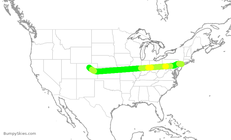 Turbulence forecast map for SWA2455, LGA to DEN