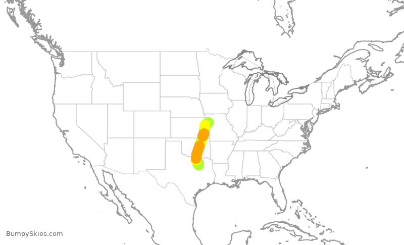 Turbulence forecast map for SWA2456, DAL to MCI
