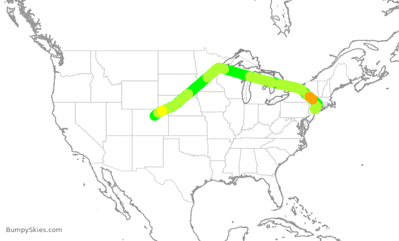 Turbulence forecast map for SWA2456, LGA to DEN