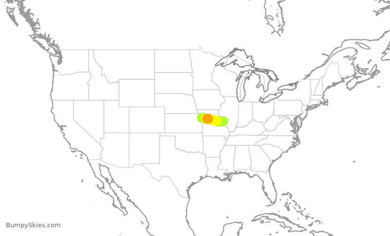 Turbulence forecast map for SWA2456, MCI to STL