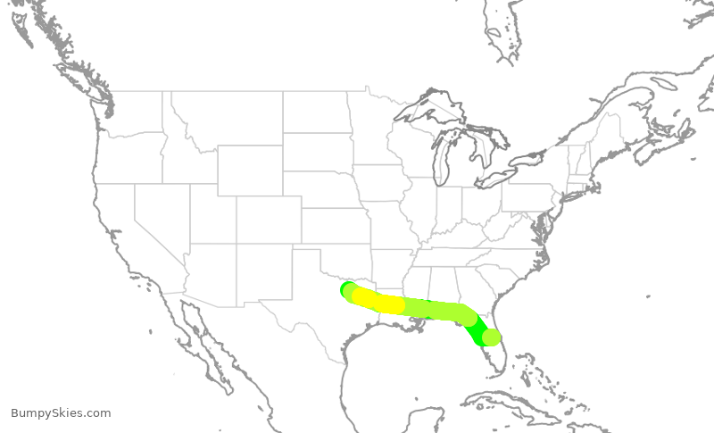 Turbulence forecast map for SWA2456, MCO to DAL