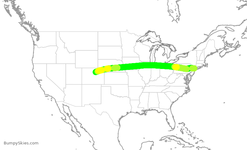 Turbulence forecast map for SWA2457, LGA to DEN