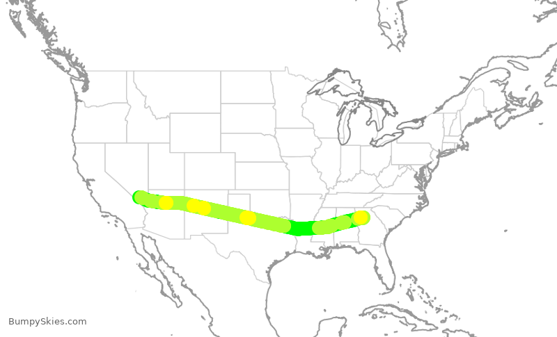 Turbulence forecast map for SWA245, ATL to LAS