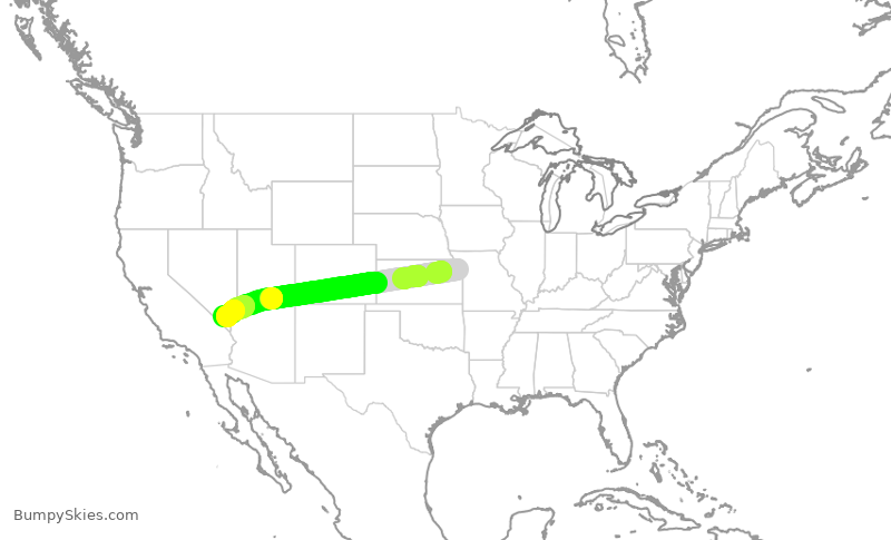 Turbulence forecast map for SWA2463, MCI to LAS