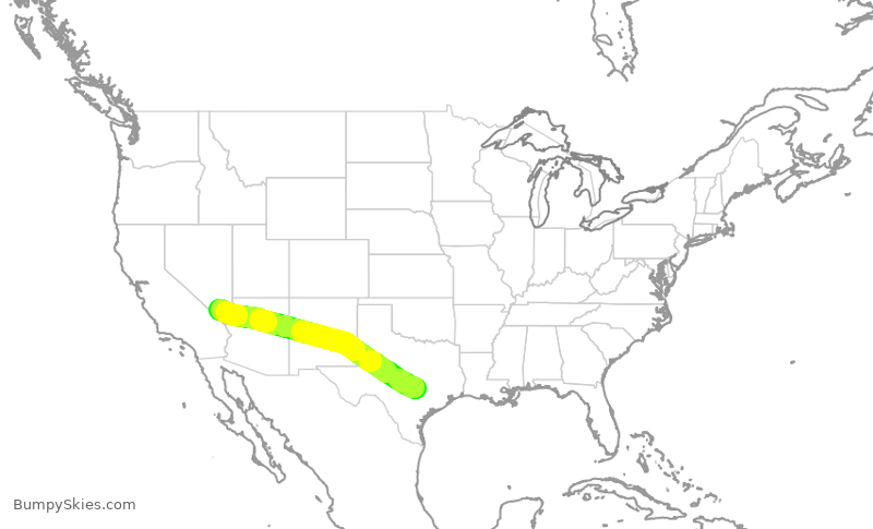 Turbulence forecast map for SWA2468, AUS to LAS
