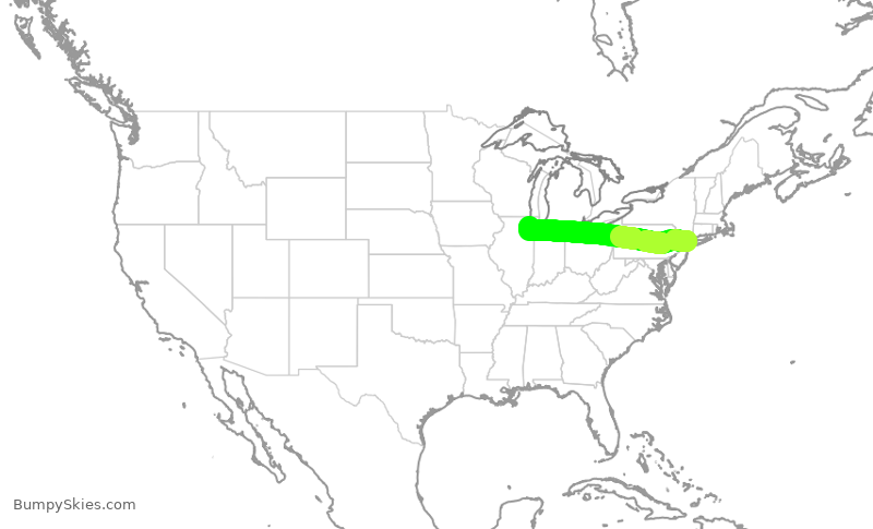 Turbulence forecast map for SWA2469, LGA to MDW