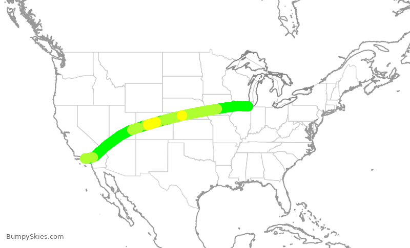 Turbulence forecast map for SWA246, MDW to LAX