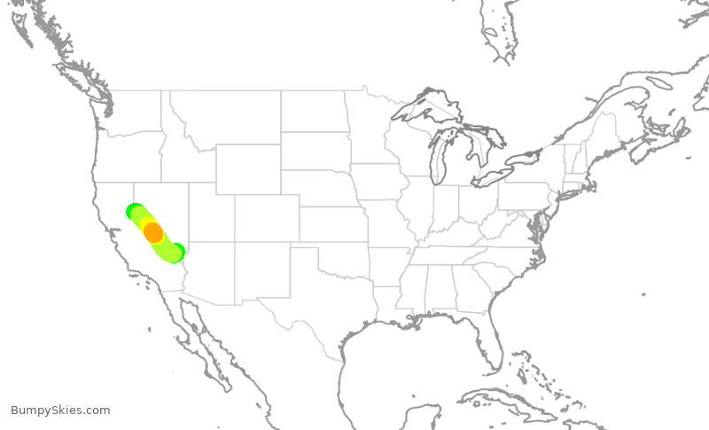 Turbulence forecast map for SWA2477, LAS to RNO