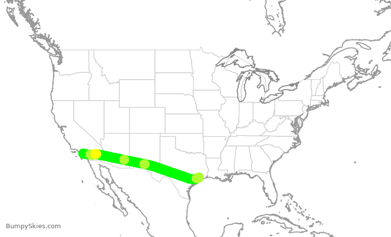 Turbulence forecast map for SWA2483, LGB to HOU