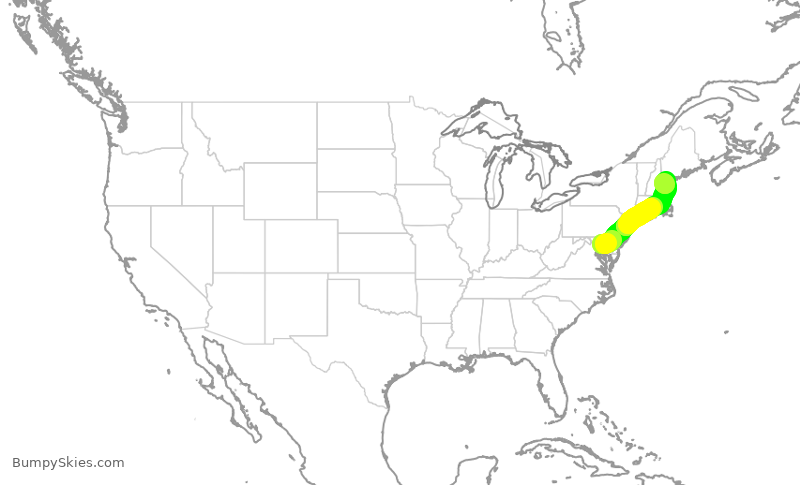 Turbulence forecast map for SWA2484, BWI to PWM