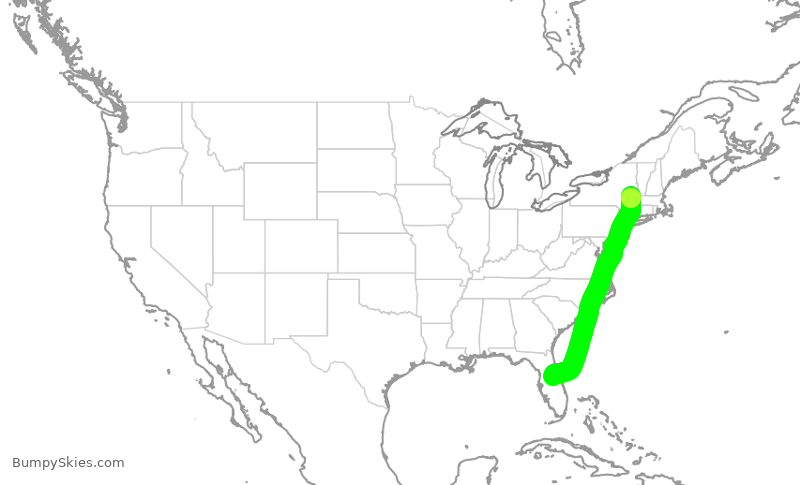 Turbulence forecast map for SWA248, ALB to MCO