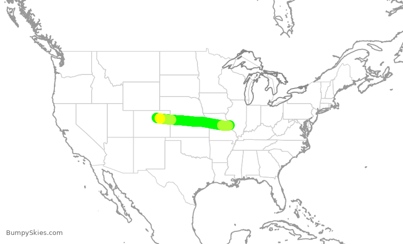 Turbulence forecast map for SWA2490, DEN to STL