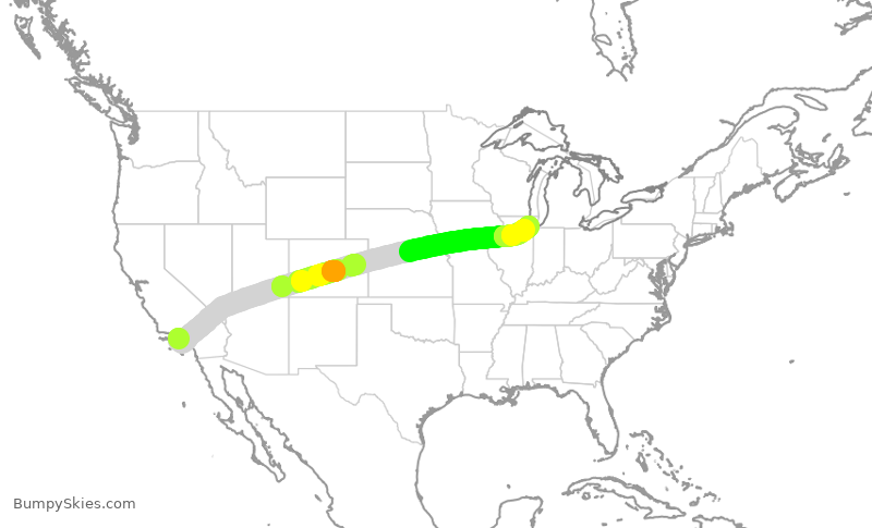 Turbulence forecast map for SWA2491, LAX to MDW