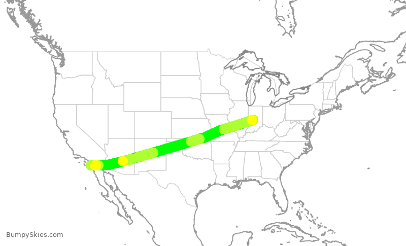 Turbulence forecast map for SWA2493, IND to SAN
