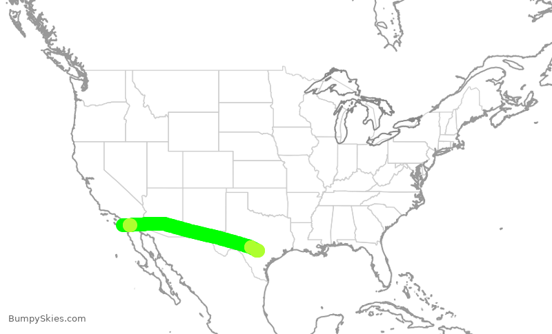 Turbulence forecast map for SWA2499, SAN to SAT