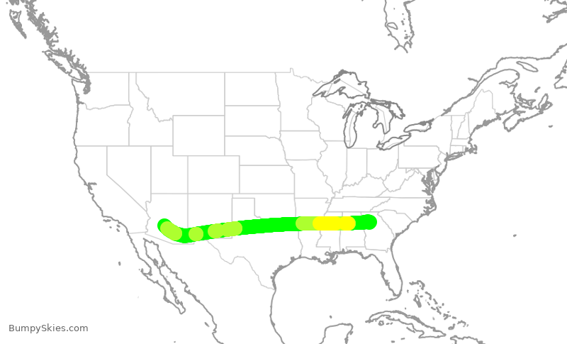 Turbulence forecast map for SWA250, ATL to PHX