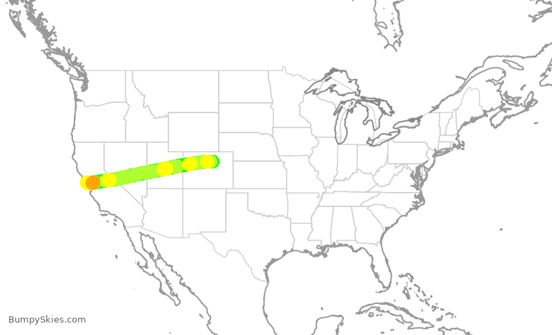 Turbulence forecast map for SWA250, DEN to SFO