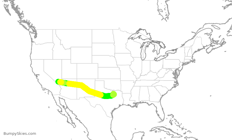 Turbulence forecast map for SWA2512, LAS to DAL