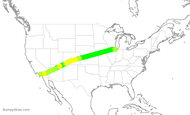 Turbulence forecast map for SWA2512, MDW to LGB